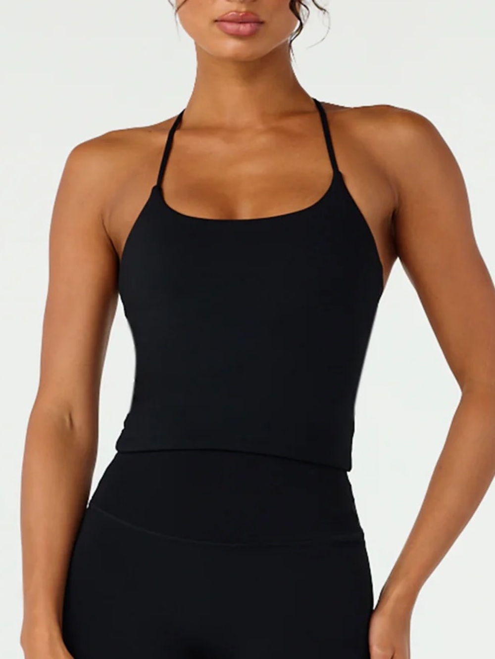 Women’s Black Slim Fit Tank Top with Thin Straps